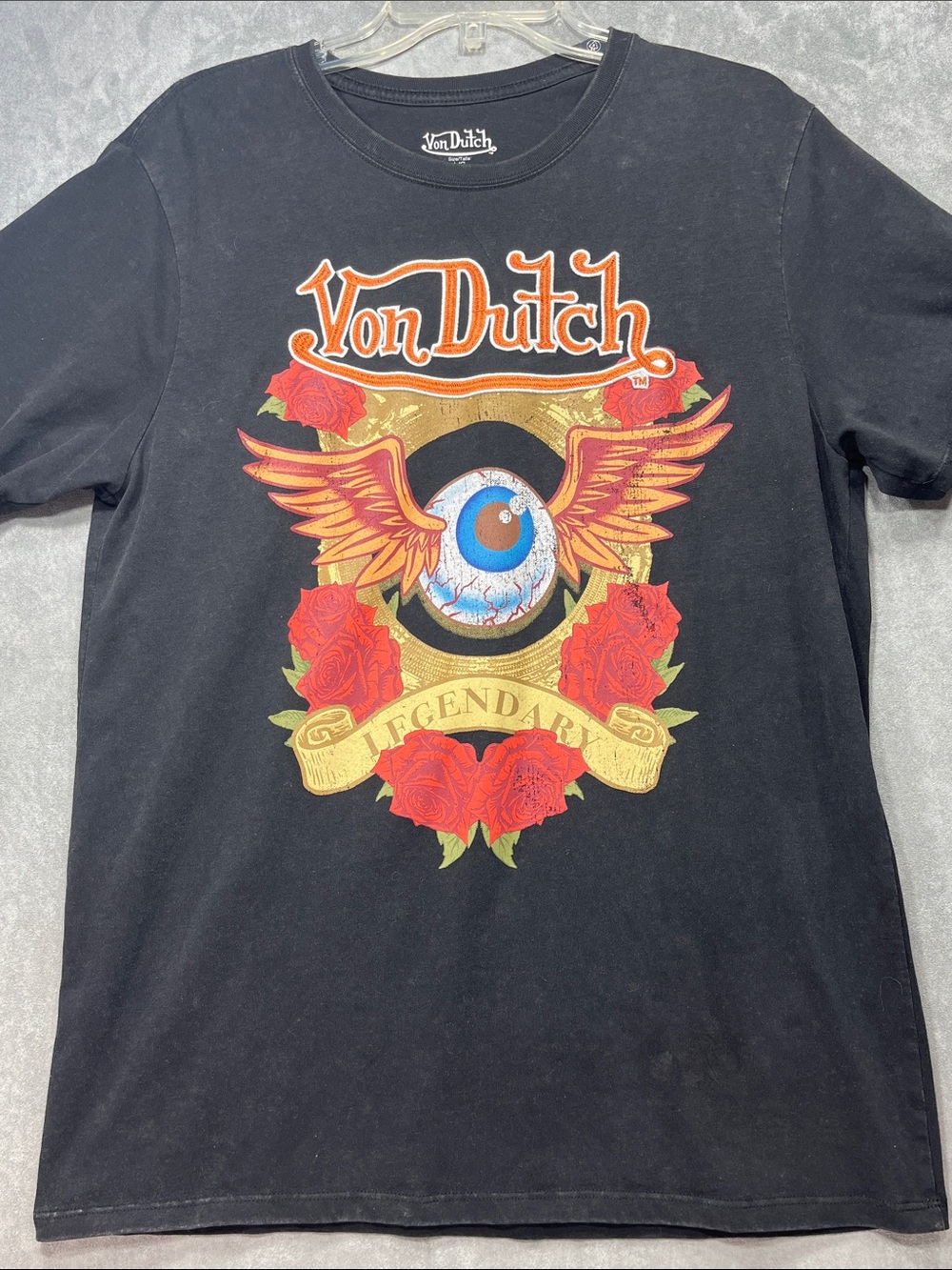 Von Dutch Legendary Winged Eyeball Graphic T-Shirt Black Large